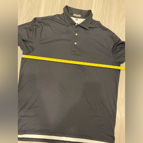 Peter Millar Polo Shirt Mens XL Black Summer Comfort Golf Stretch Striped Dots - Picture 7 of 7